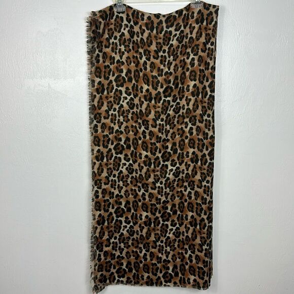 Zara Accessories Frayed Trim Leopard Print Scarf - Picture 1 of 6